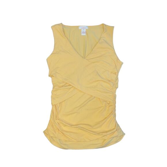 Sundance Yellow Ruched Tank Sleeveless Top V Neck Cotton Size Medium - Picture 1 of 4